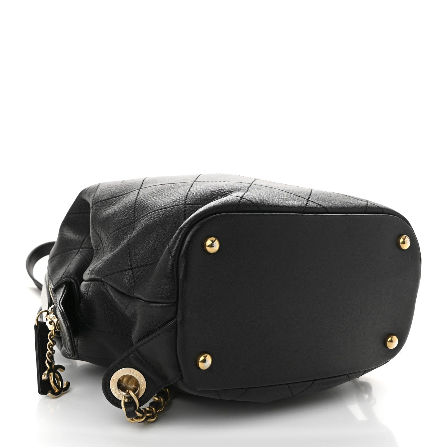 Calfskin Stitched Frame Backpack Black