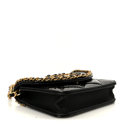 Chanel Patent Quilted Chain Around Heart Mini Chain Flap Black 3 of 9
