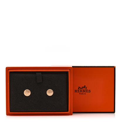 Hermes 18K Rose Gold TPM Ex-Libris Stud Earrings 5 of 5
