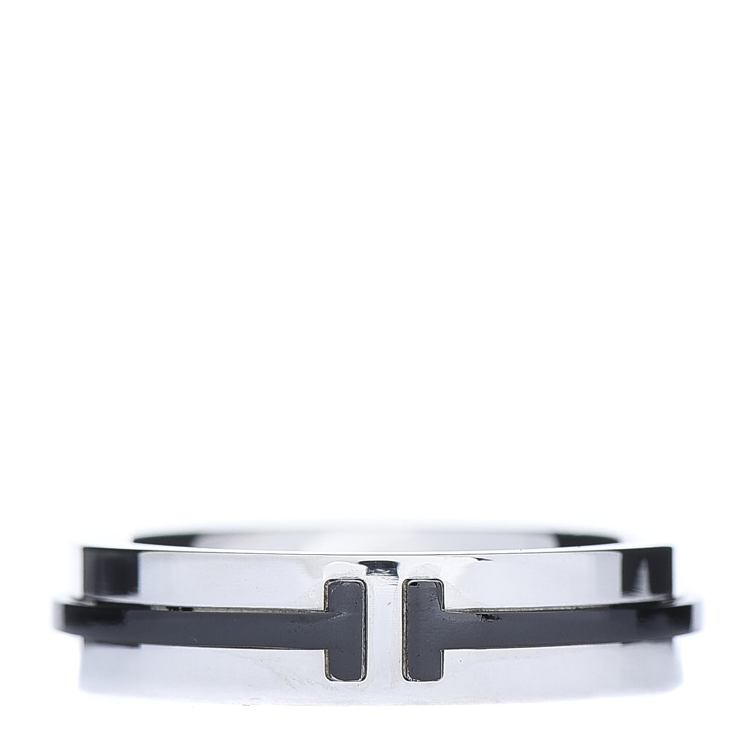 Tiffany Sterling Silver Titanium T Wide Band Ring 60 9 1 of 6
