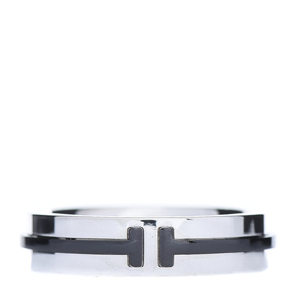 Tiffany Sterling Silver Titanium T Wide Band Ring 60 9 1 of 6