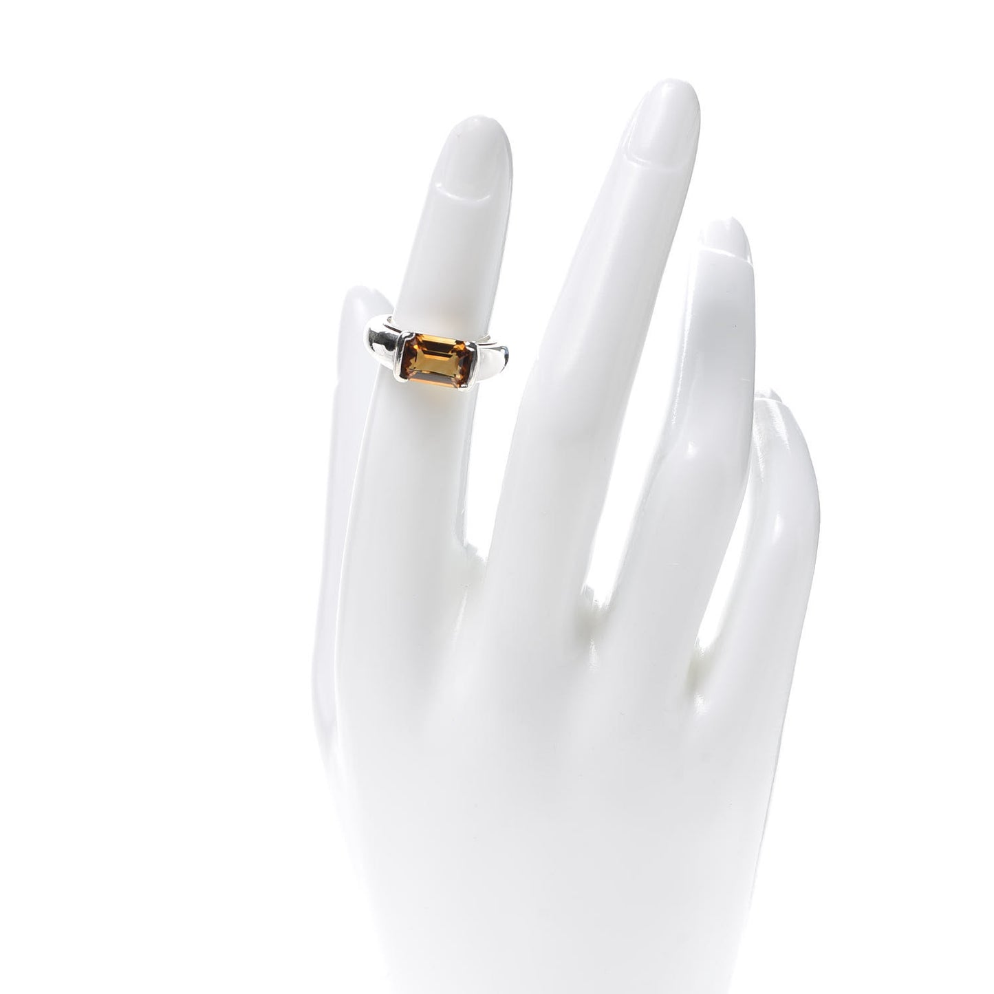 Sterling Silver Citrine Emerald Cut Band Ring 47 4