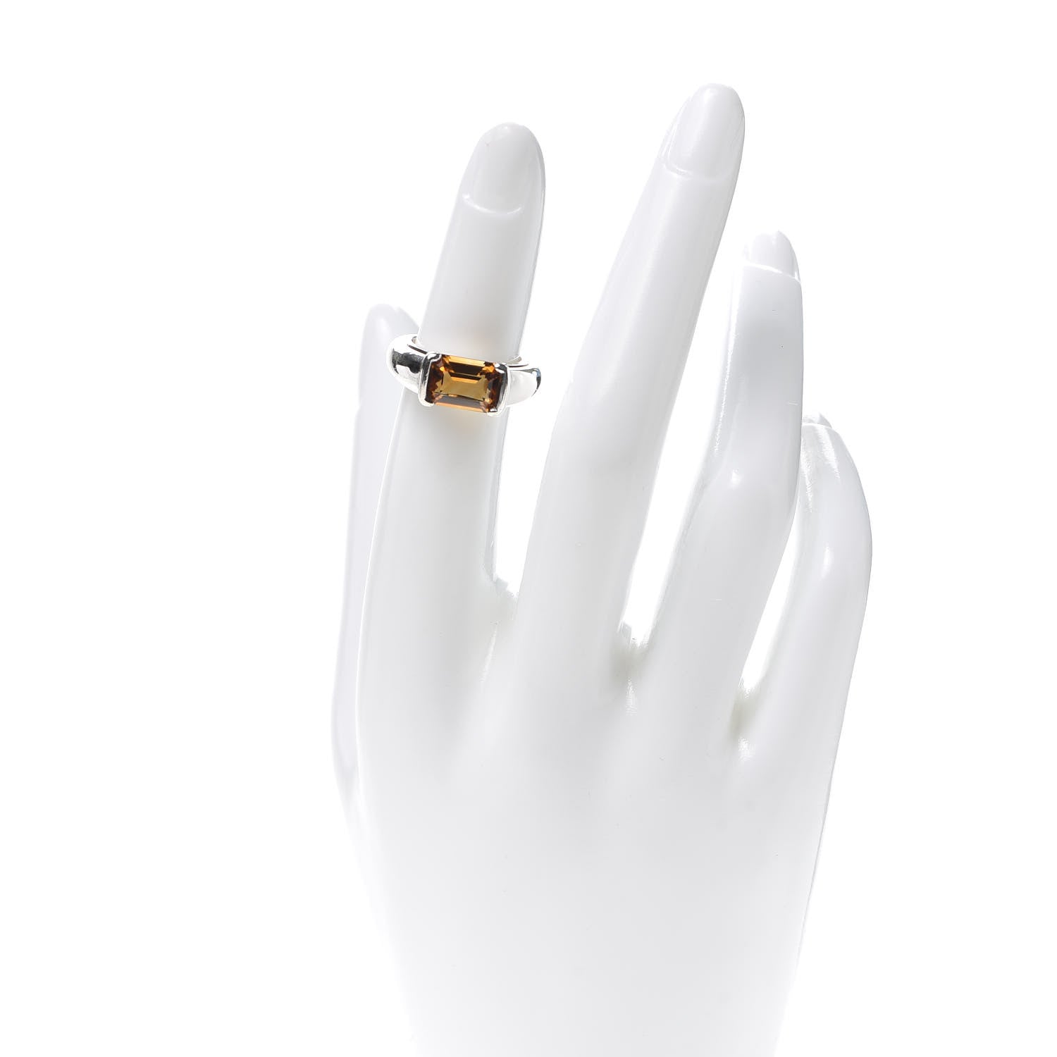 Tiffany Sterling Silver Citrine Emerald Cut Band Ring 47 4 2 of 4