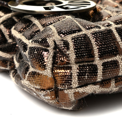 Fendi Metallic Canvas Crocodile Embossed Chef Shoulder Bag Bronze 7 of 11