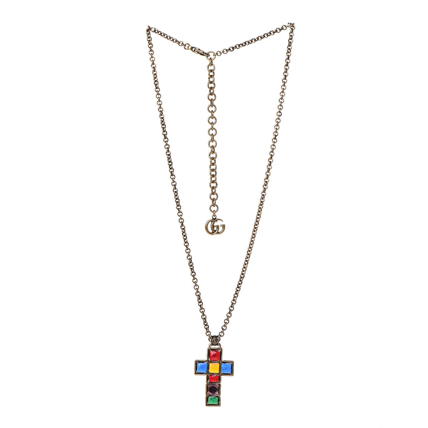 Metal Enamel Cross Necklace Multicolor
