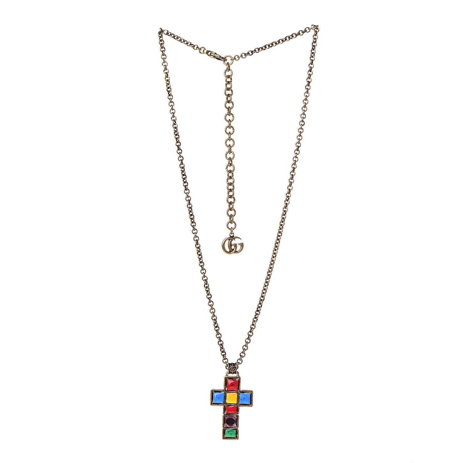 Gucci Metal Enamel Cross Necklace Multicolor 3 of 8