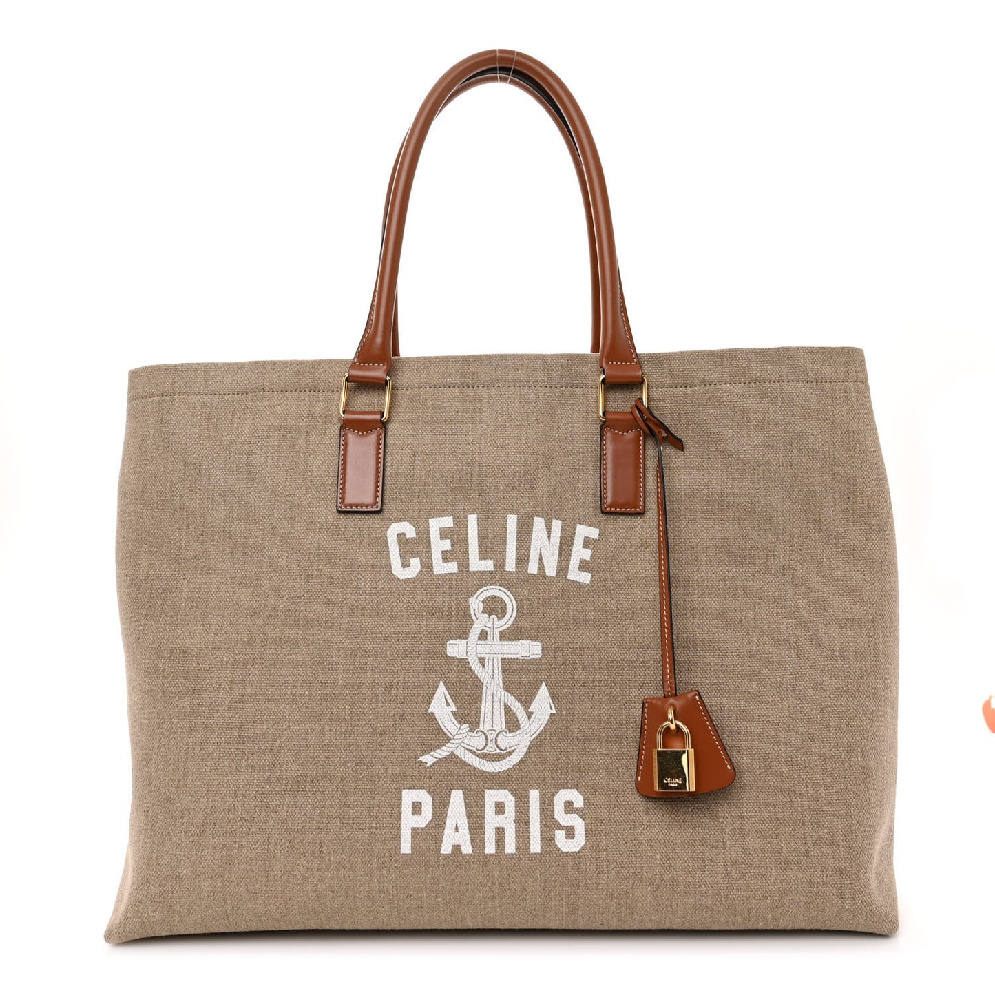 Canvas Calfskin Paris Horizontal Cabas Tan
