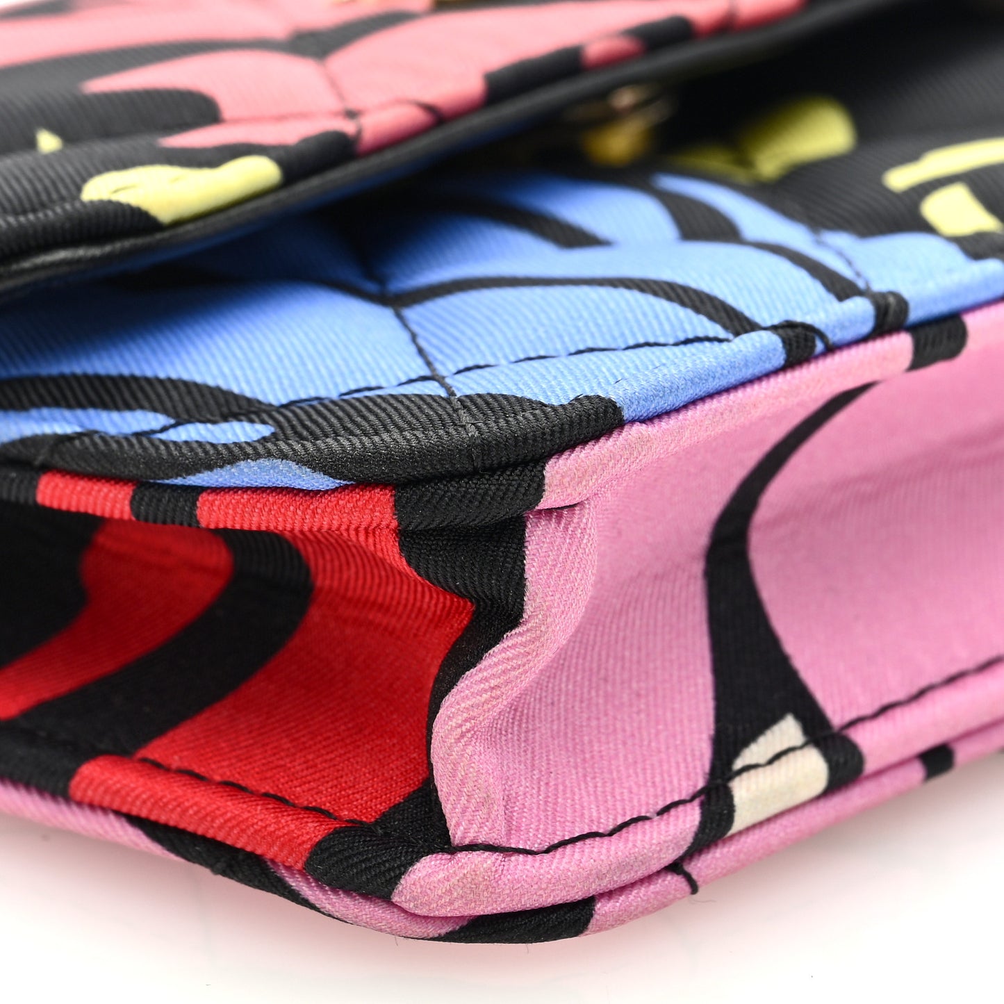 Canvas Printed CC Mini Clutch With Chain Multicolor
