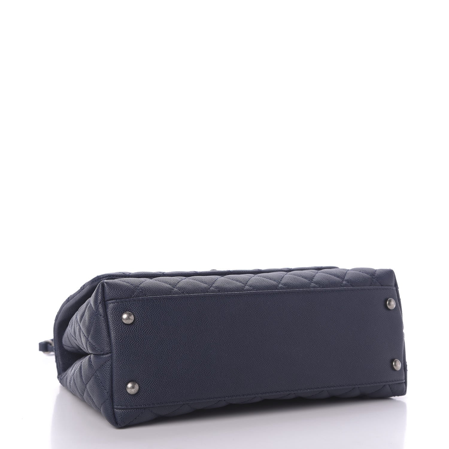 Chanel Caviar Lizard Quilted Small Coco Handle Flap Navy 4 of 10
