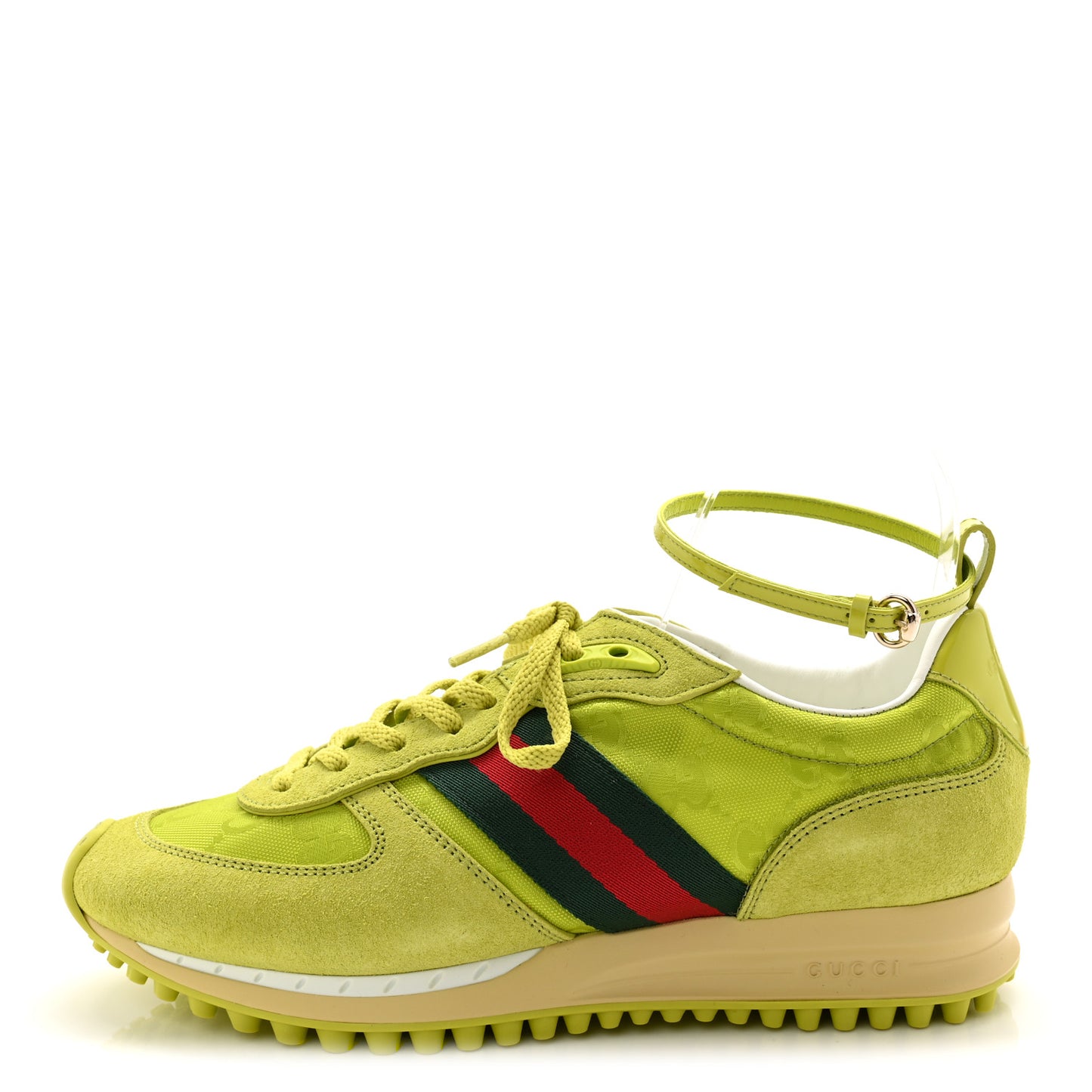 GG Suede Monogram Web Re-Motion Sneakers 37 Green