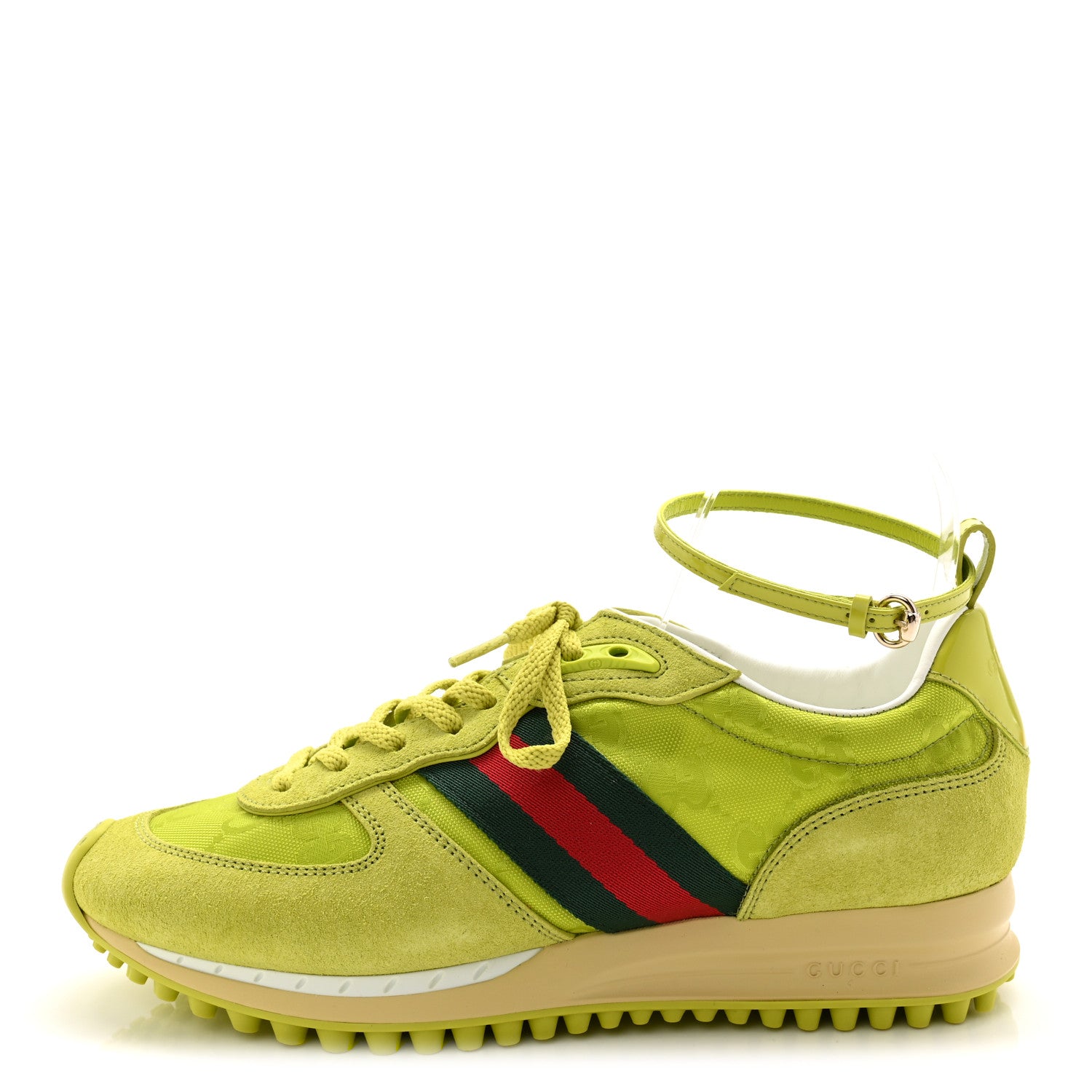 Gucci GG Suede Monogram Web Re-Motion Sneakers 37 Green 1 of 8