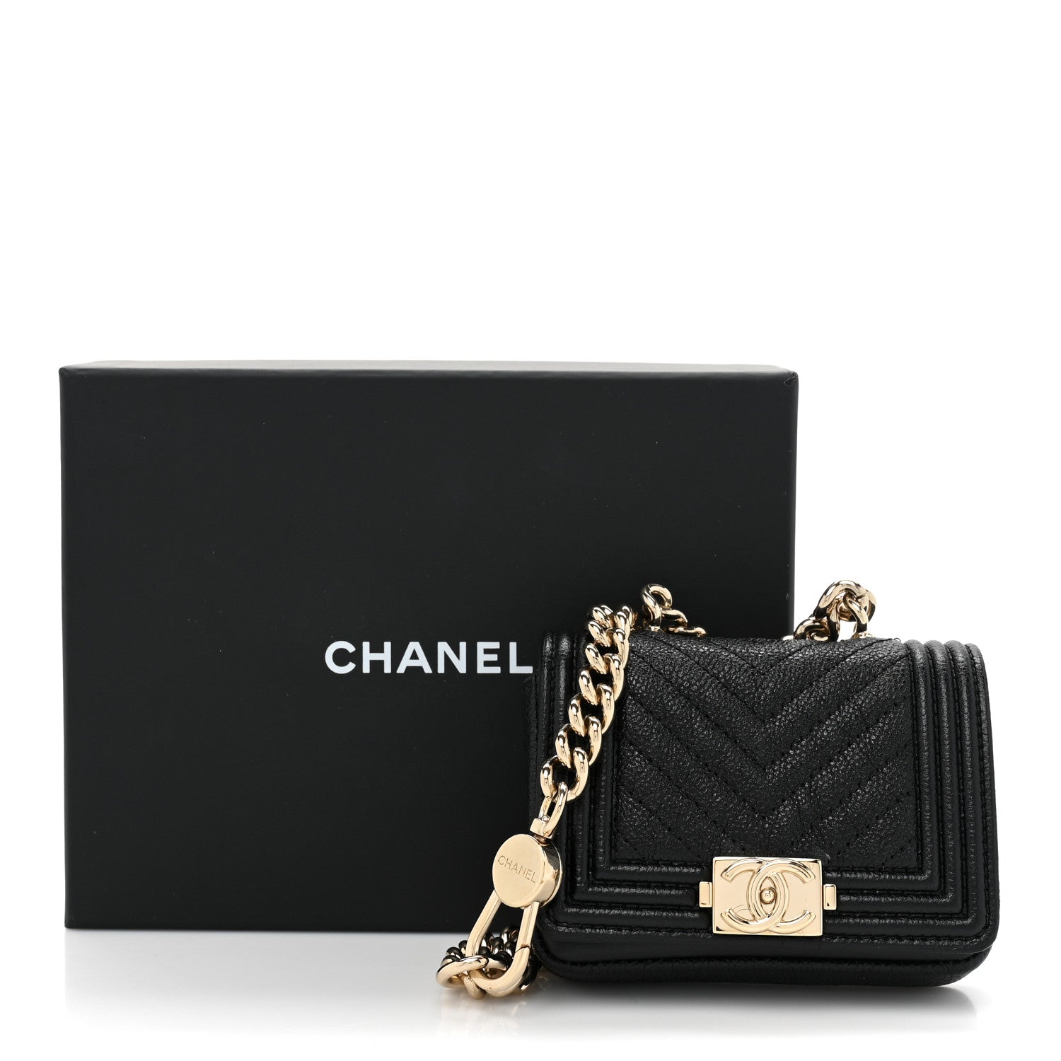 Chanel Caviar Chevron Quilted Boy Flap Waist Belt Bag Black 10 of 10