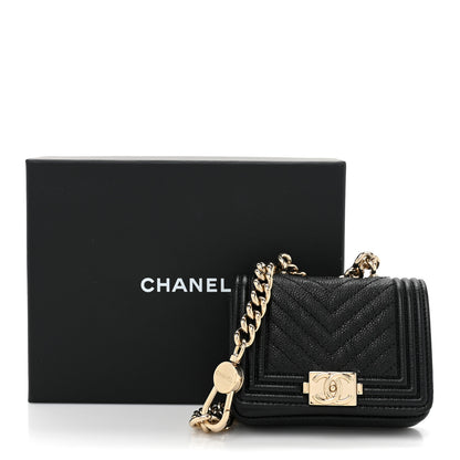 Chanel Caviar Chevron Quilted Boy Flap Waist Belt Bag Black 10 of 10