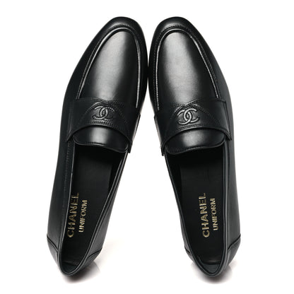 Chanel Calfskin Womens Stitched CC Loafers 39 Black 2 of 10