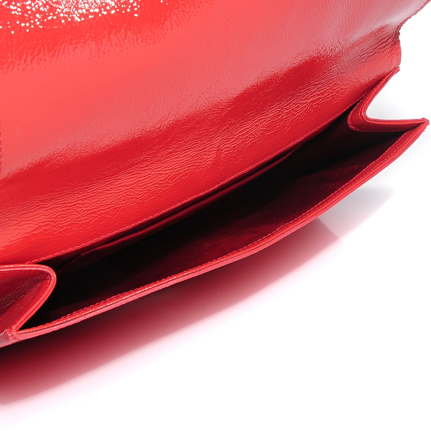 Saint Laurent Textured Patent Monogram Large Belle De Jour Clutch Red 5 of 8