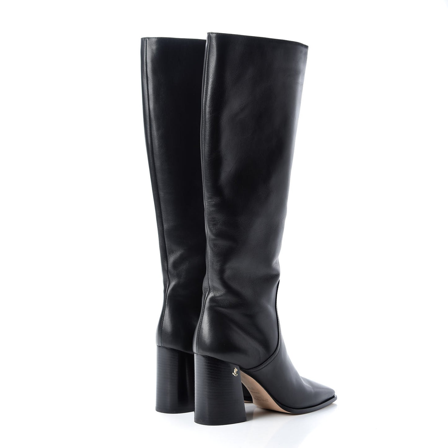 Calfskin Brionne 85 Knee High Boots 37.5 Black