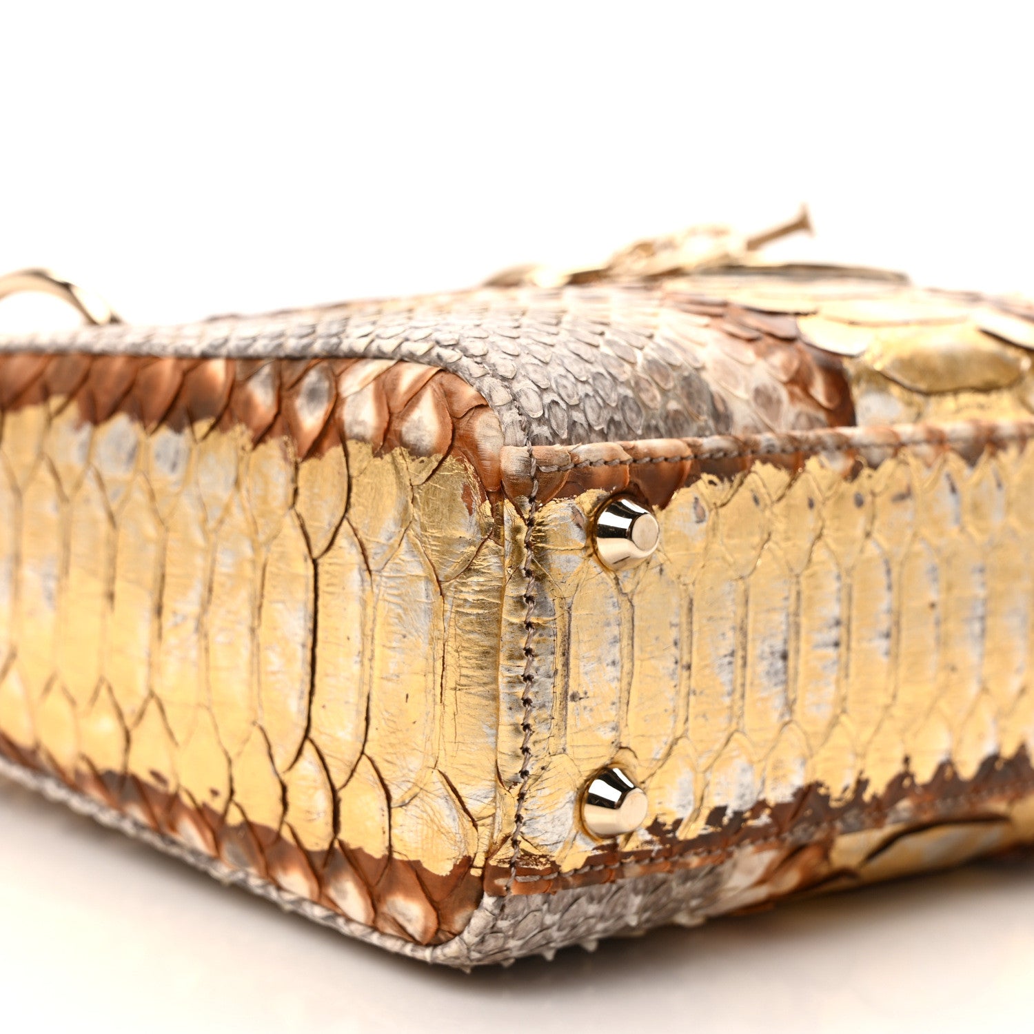 Christian Dior Snakeskin Mini Lady Dior Beige Gold 7 of 9
