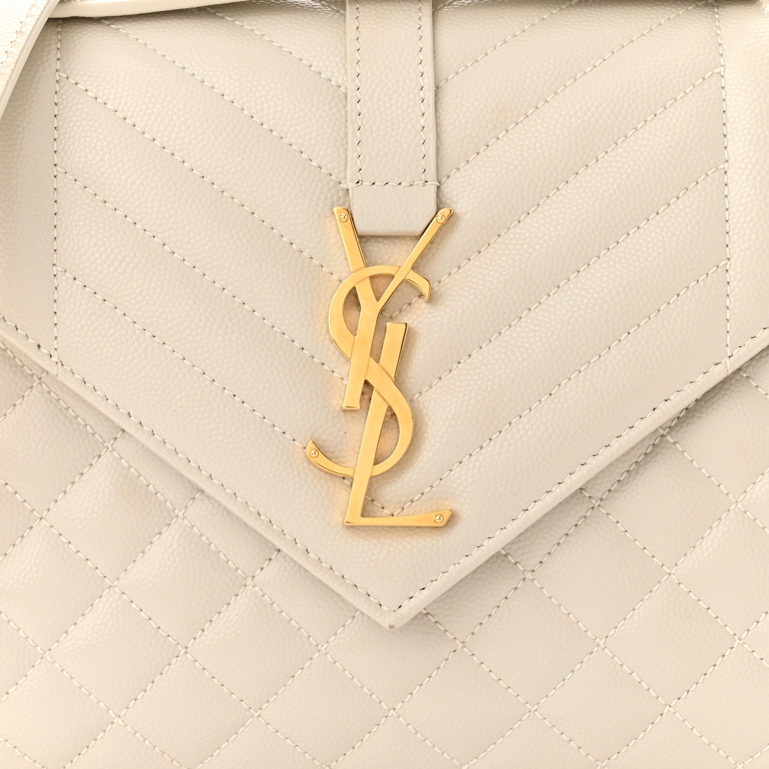 Saint Laurent Grain De Poudre Textured Mixed Matelasse Medium Triquilt Monogram Satchel Crema Soft 8 of 11