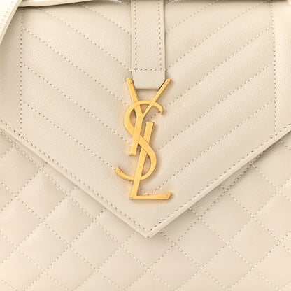 Saint Laurent Grain De Poudre Textured Mixed Matelasse Medium Triquilt Monogram Satchel Crema Soft 8 of 11