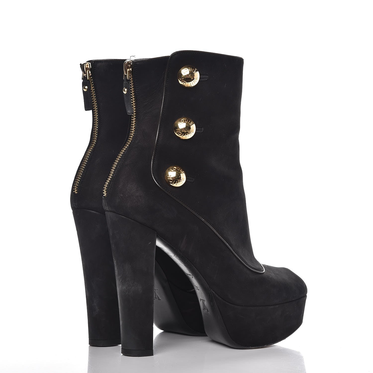 Louis Vuitton Suede Peep Toe Ankle Boots 37 Black 4 of 23