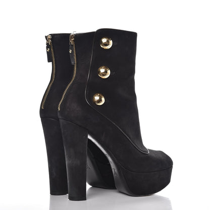 Louis Vuitton Suede Peep Toe Ankle Boots 37 Black 4 of 23