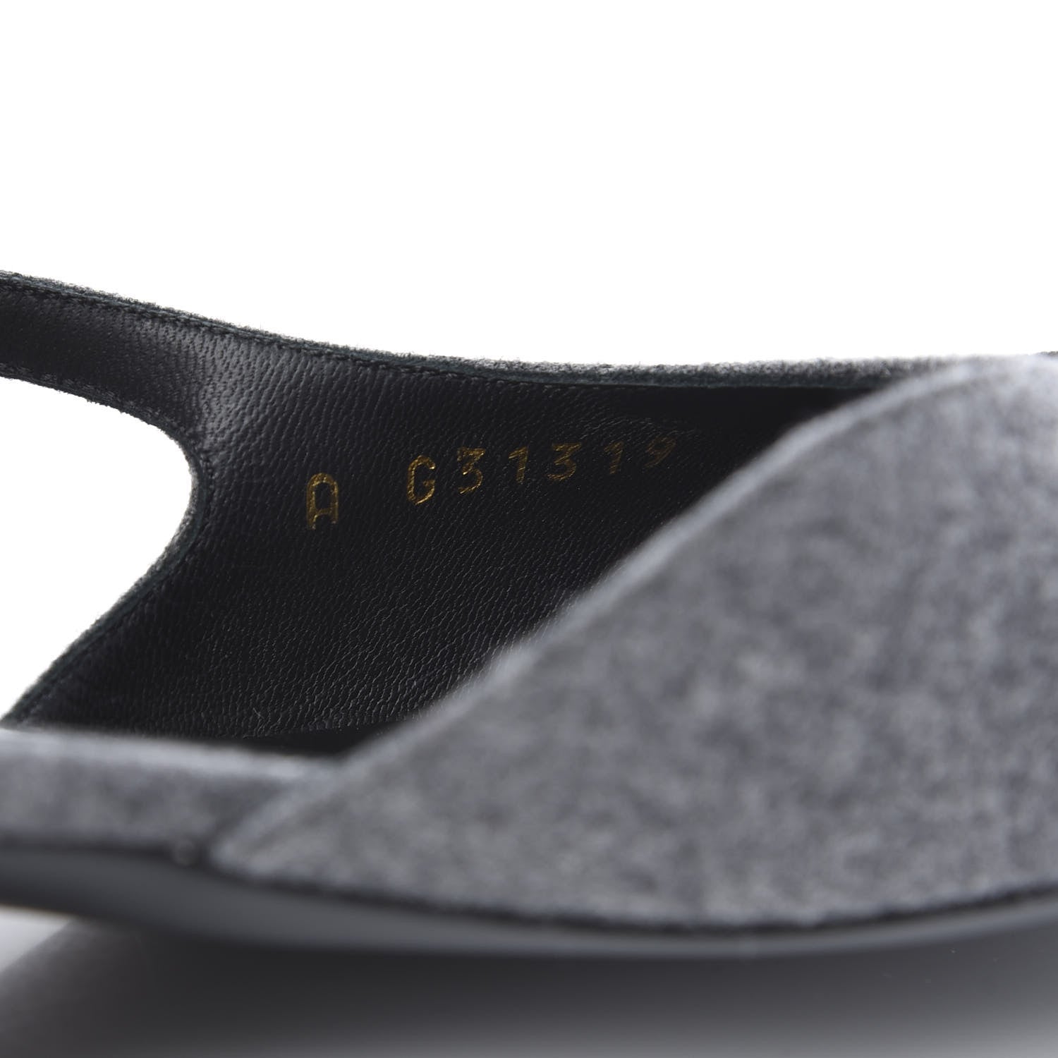 Chanel Wool Velvet Cap Toe CC Slingback Pumps 36.5 Black Grey 9 of 9