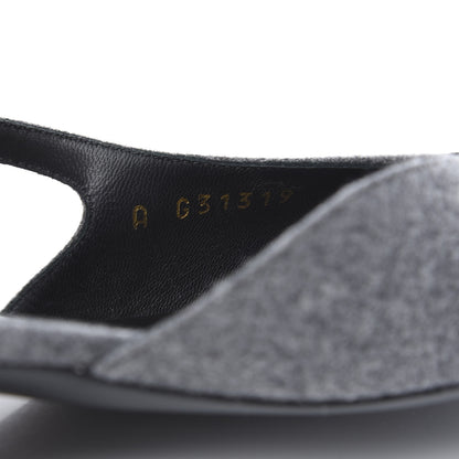 Chanel Wool Velvet Cap Toe CC Slingback Pumps 36.5 Black Grey 9 of 9