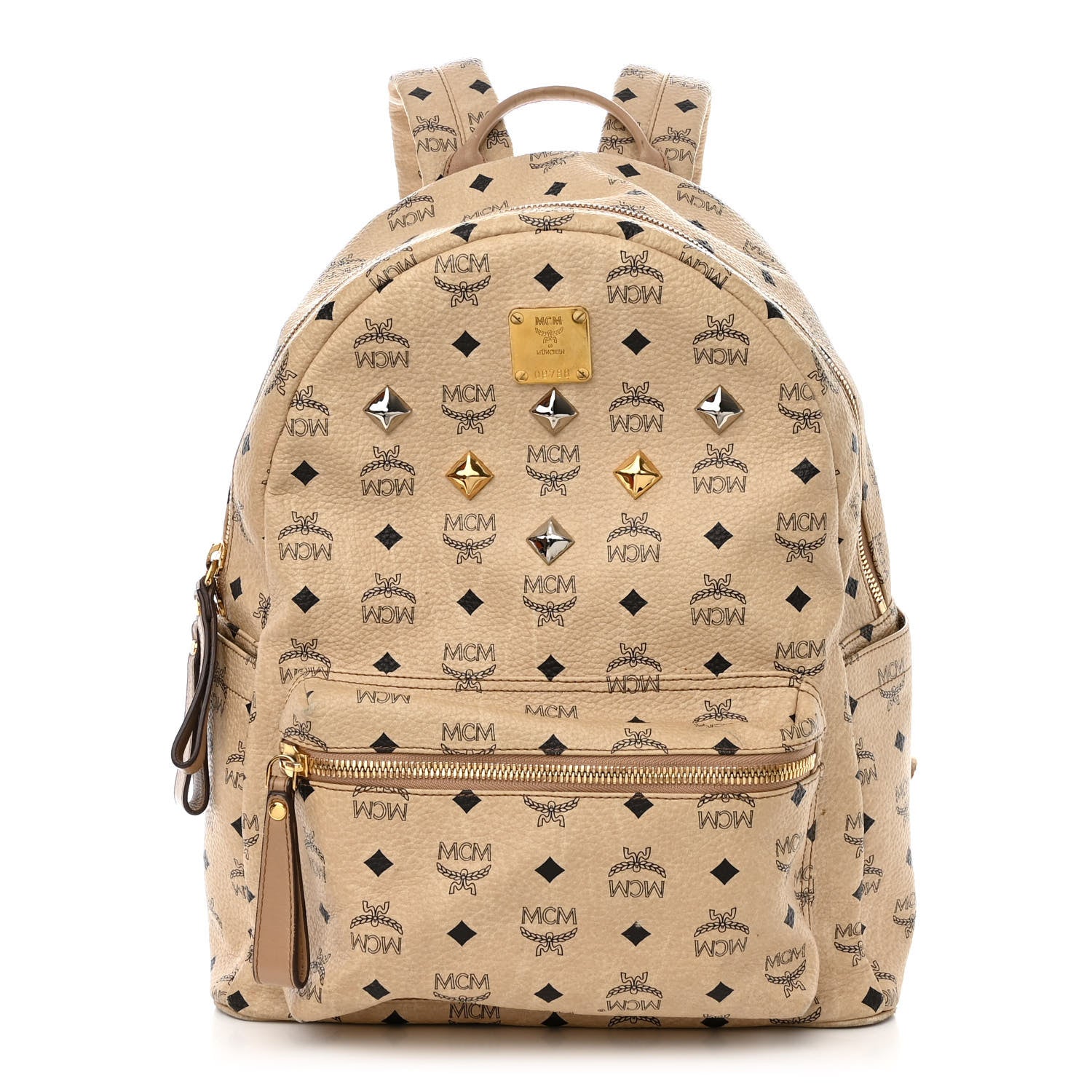 MCM Visetos Medium Sprinkle Stud Stark Backpack Beige 1 of 17
