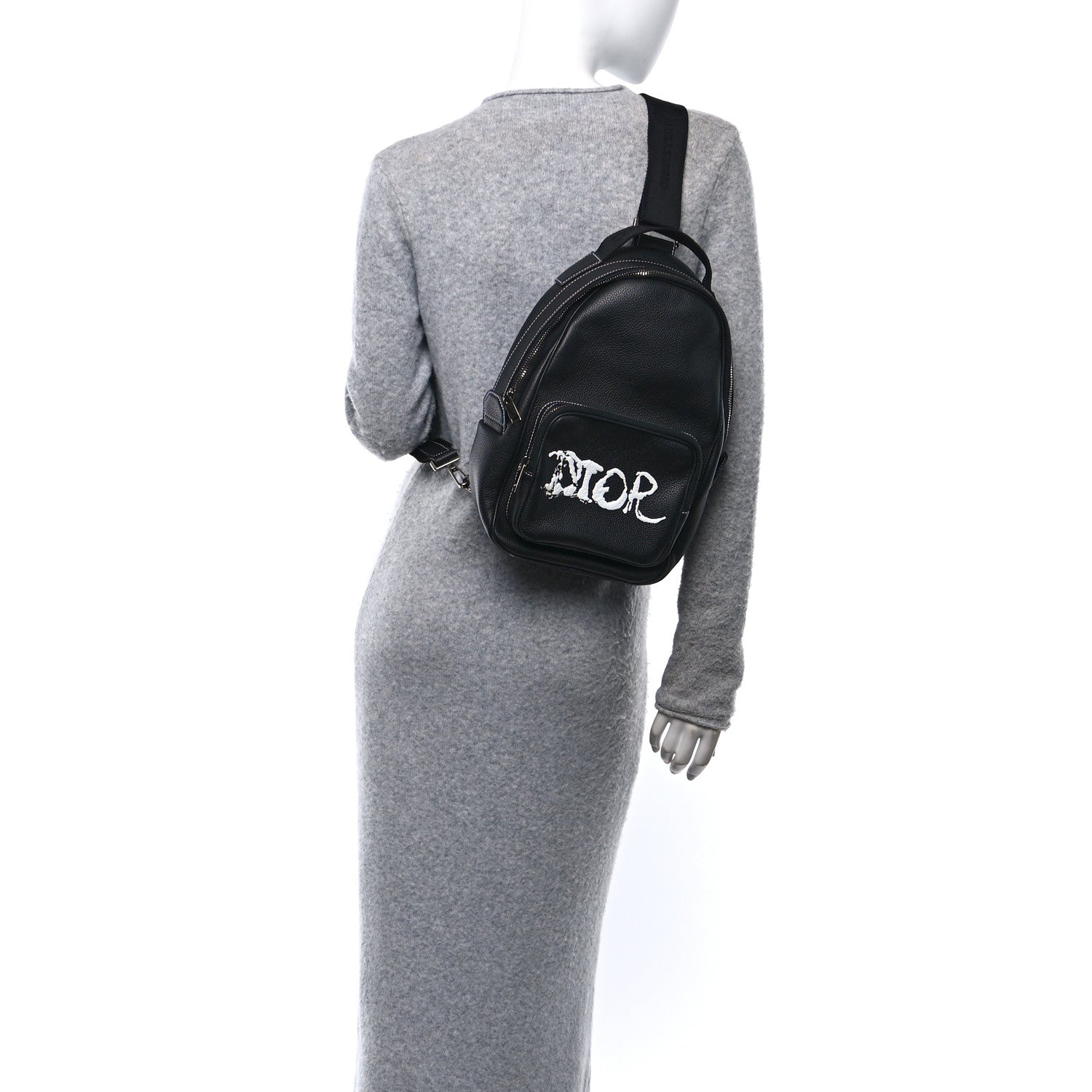 Christian Dior X PETER DOIG Grained Calfskin Slingbag Backpack Black 2 of 10