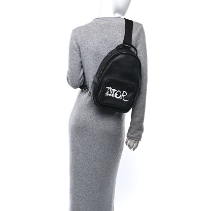 Christian Dior X PETER DOIG Grained Calfskin Slingbag Backpack Black 2 of 10
