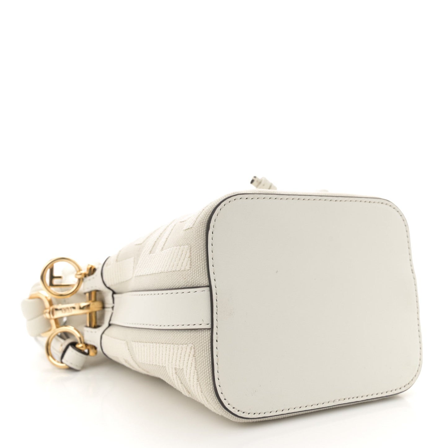 Canvas Nappa F is Fendi FF Embroidered Mini Mon Tresor Bucket Bag White Ice