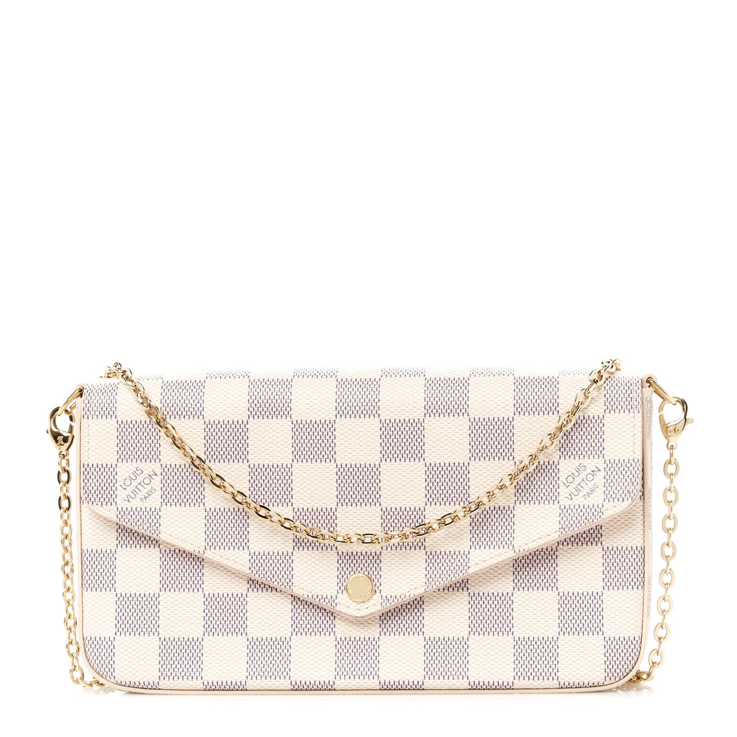 Damier Azur Pochette Felicie Chain Wallet Rose Ballerine