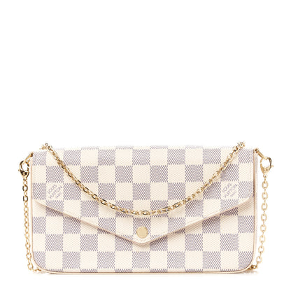 Louis Vuitton Damier Azur Pochette Felicie Chain Wallet Rose Ballerine 1 of 17