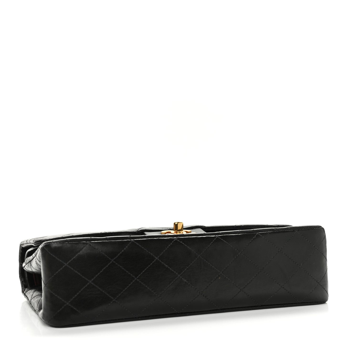 Lambskin Quilted Medium Double Flap Black