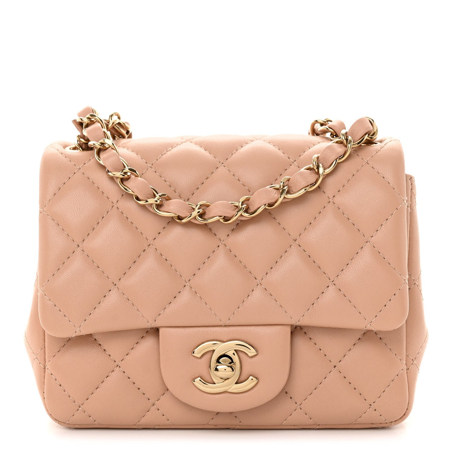 Chanel Lambskin Quilted Mini Square Flap Beige 1 of 10