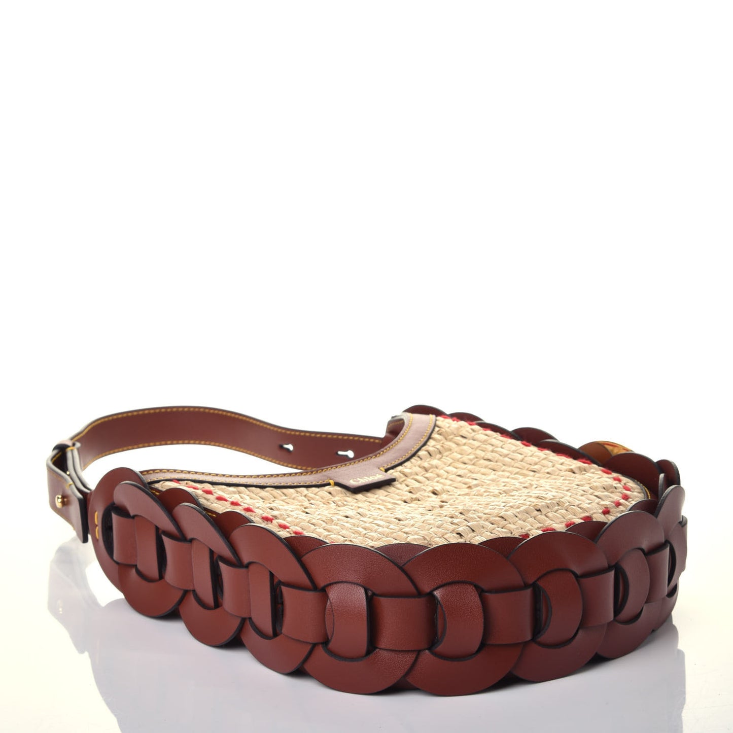 Calfskin Raffia Embroidered Small Darryl Crossbody Brown