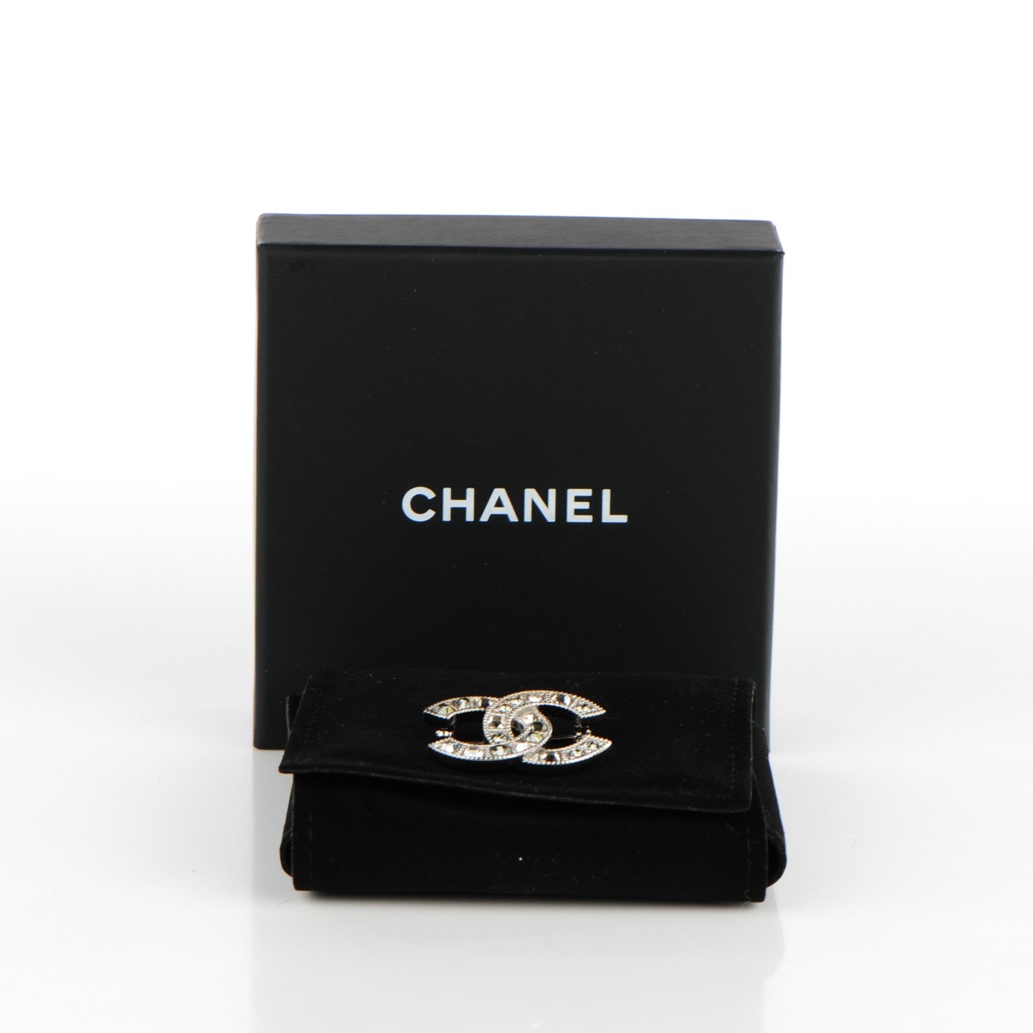 Chanel Crystal Baguette CC Brooch Grey Silver 5 of 5