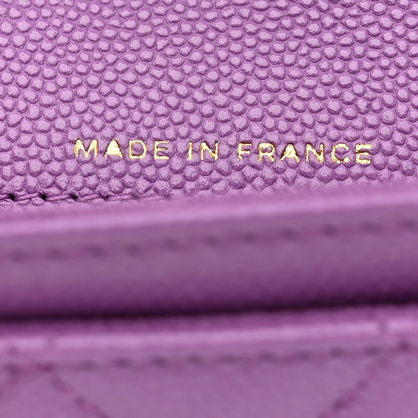 Caviar Quilted Flap Card Holder Wallet Purple