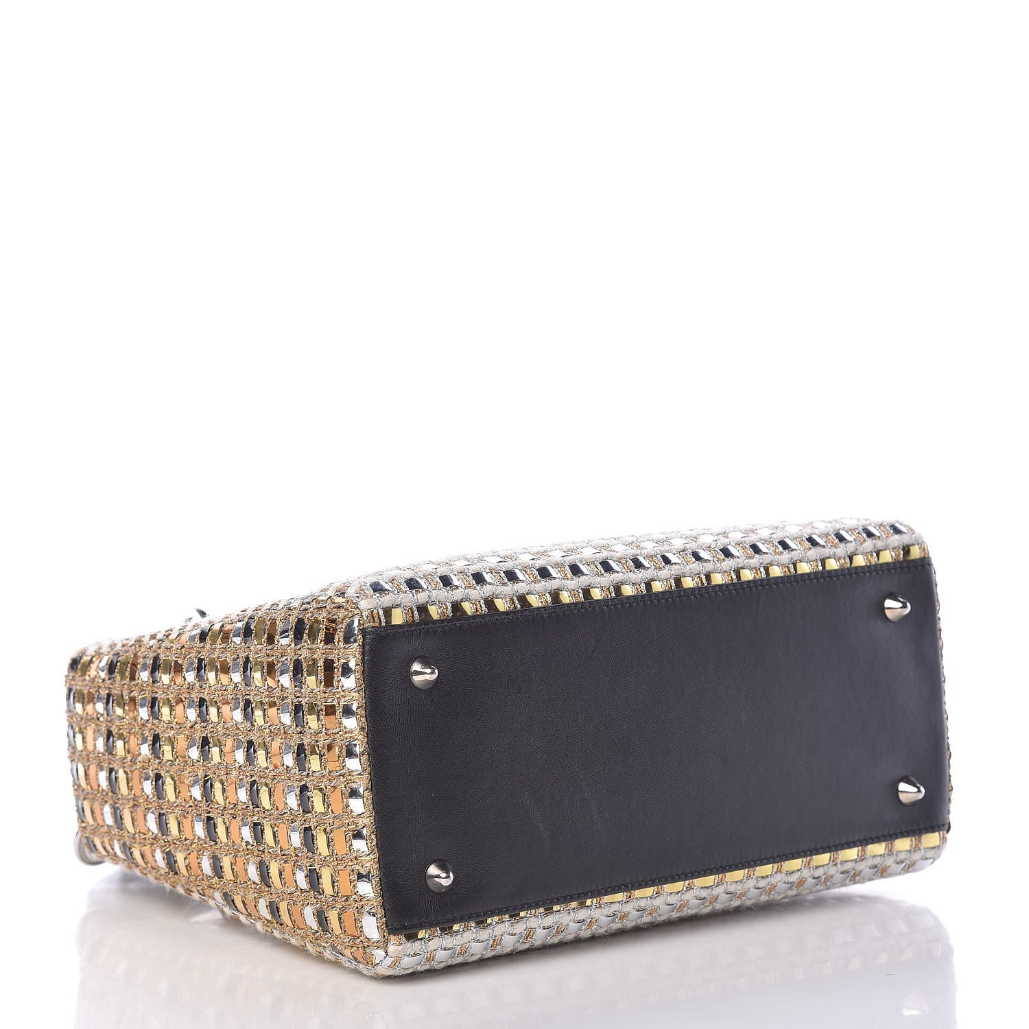 Christian Dior Metallic Tweed Medium Lady Dior Silver Gold 4 of 10