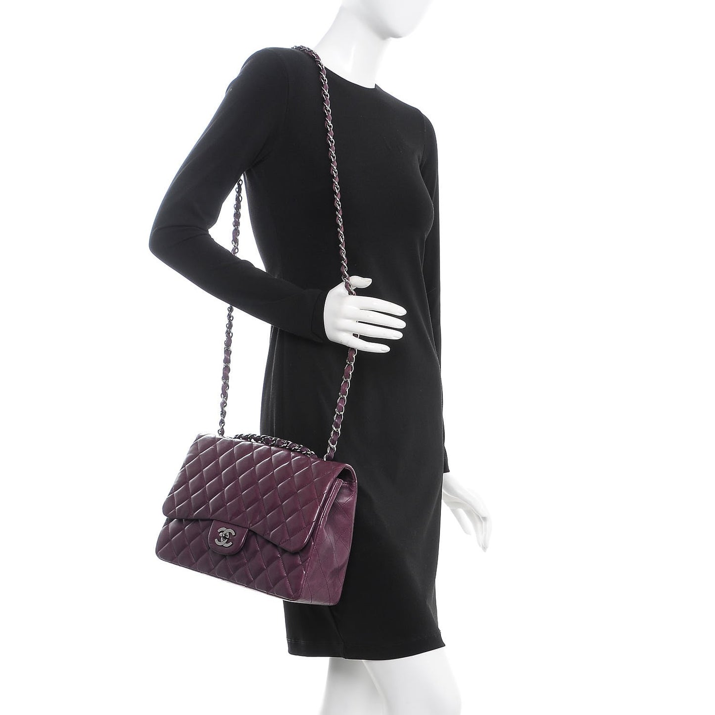 Lambskin Quilted Jumbo Single Flap Dark Violet