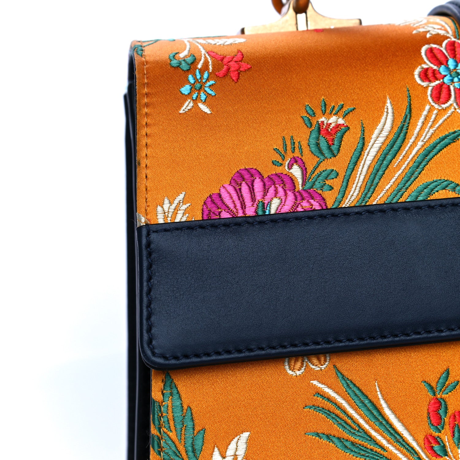 Gucci Satin Calfskin Bamboo Web Tokyo Print Medium Dionysus Top Handle Bag Giallo Multicolor Blue Agata Hibiscus Red 35 of 40