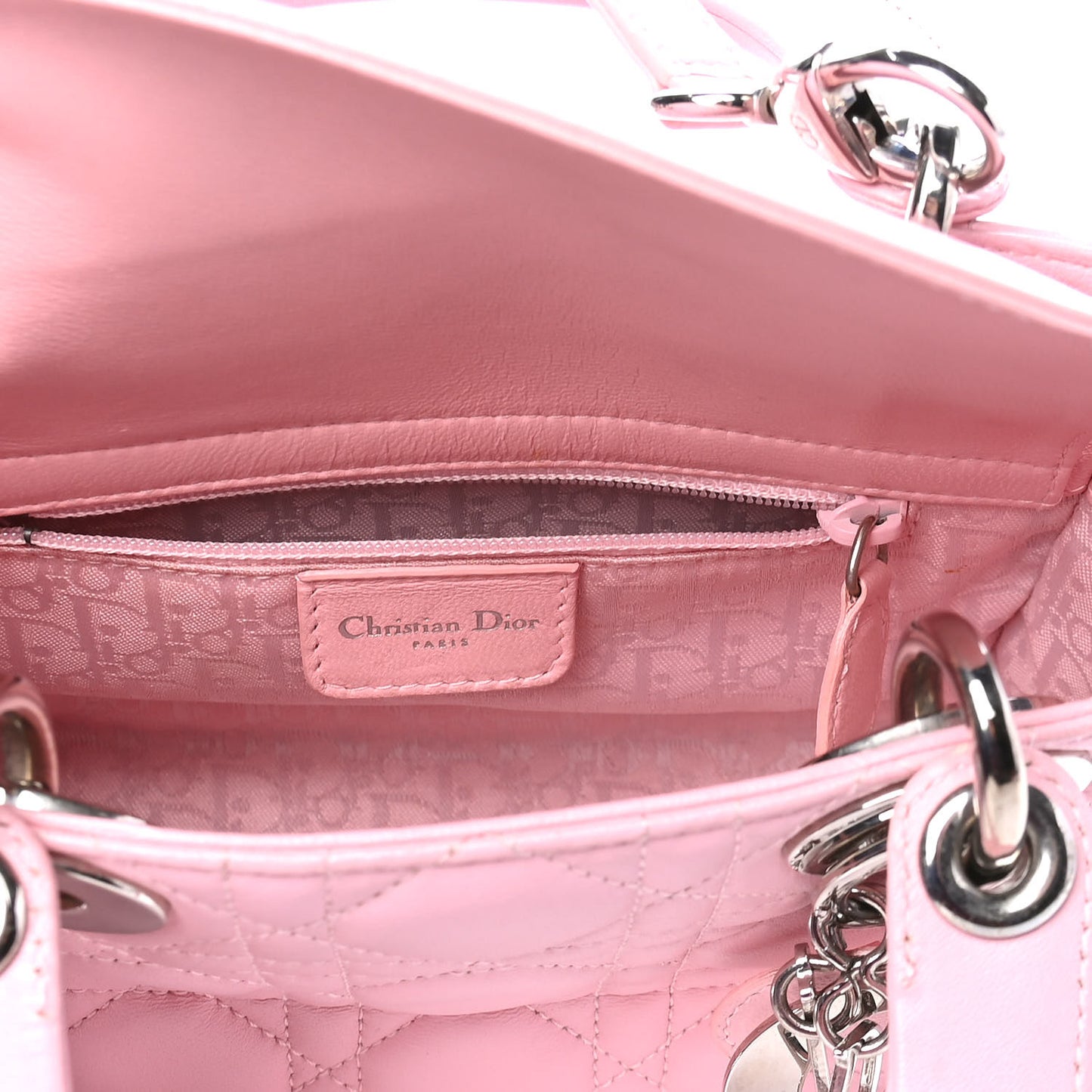 Lambskin Cannage Mini Lady Dior Rose Clair