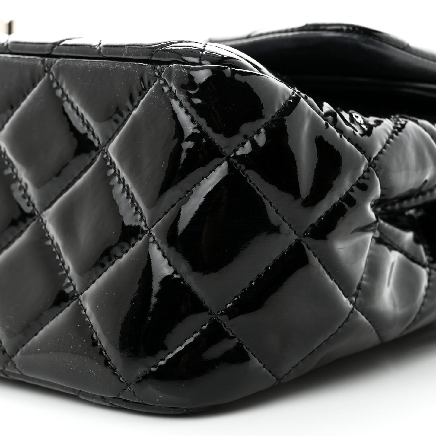 Patent Quilted Jumbo Double Flap Black