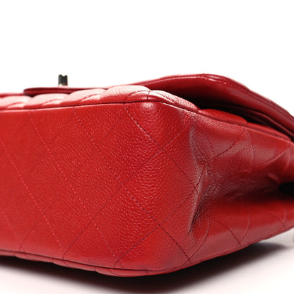Chanel Caviar Quilted Jumbo Double Flap Red 10 of 13