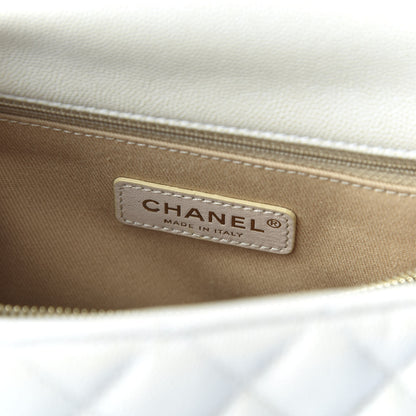Chanel Iridescent Caviar Quilted Small Coco Handle Flap White 8 of 10