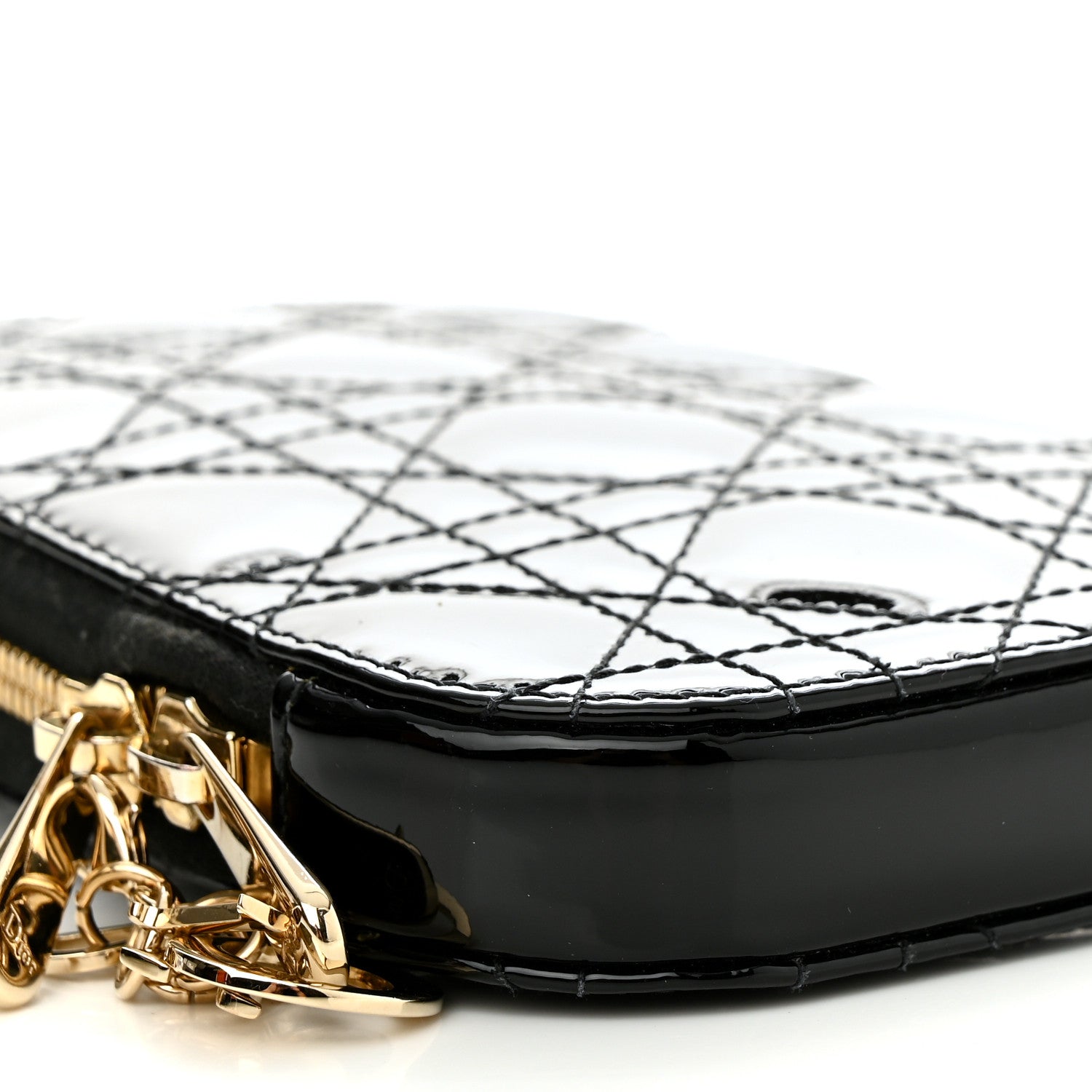 Christian Dior Patent Cannage Lady Dior Phone Holder Black 9 of 10