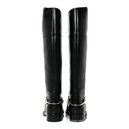 Gucci Calfskin Horsebit Tall Boots 36 Black 4 of 18