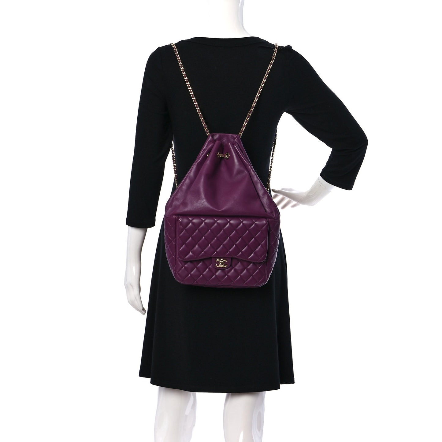 Lambskin Quilted Large in Seoul Backpack Purple