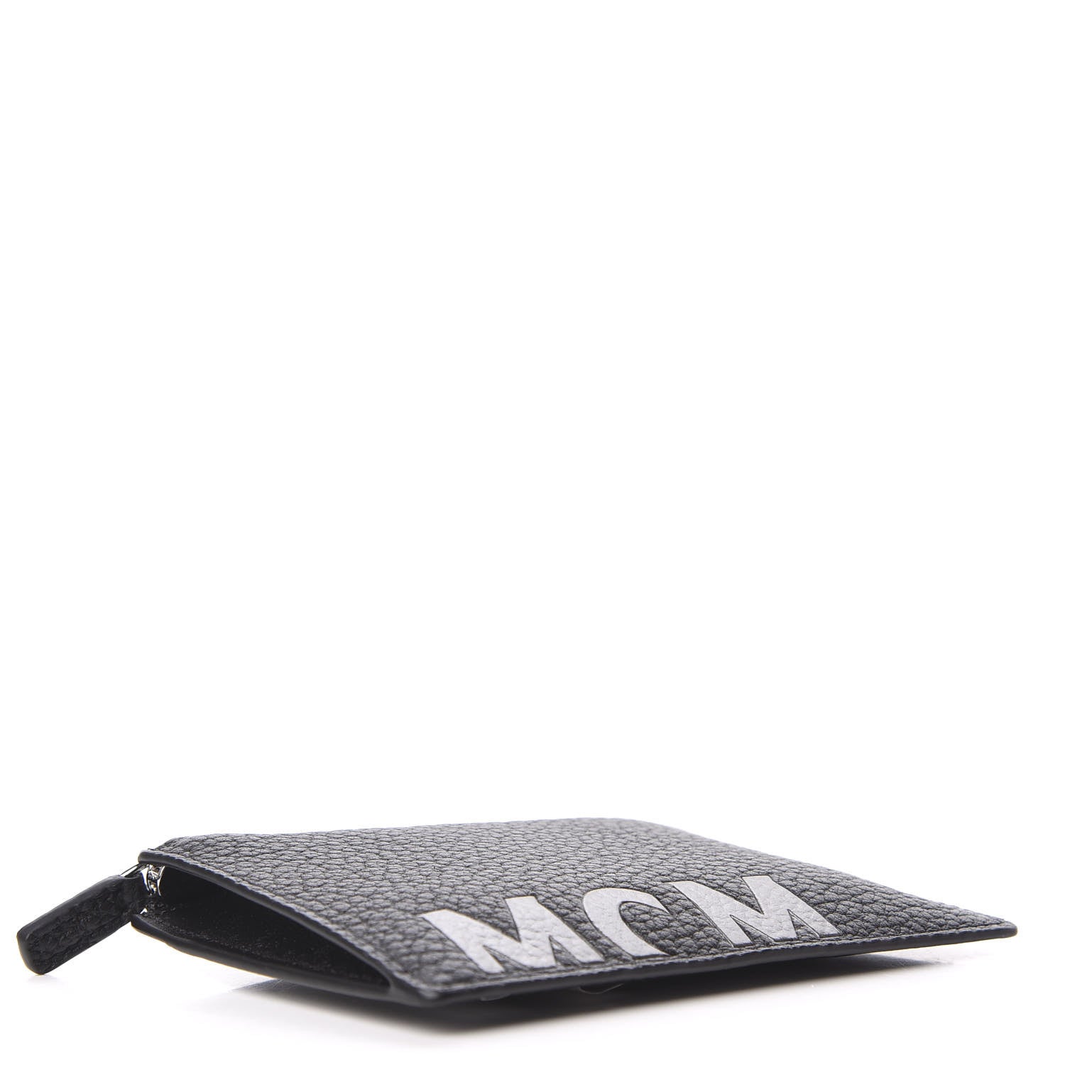 MCM Grained Calfskin Logo Zip Card Case Wallet Black 4 of 7