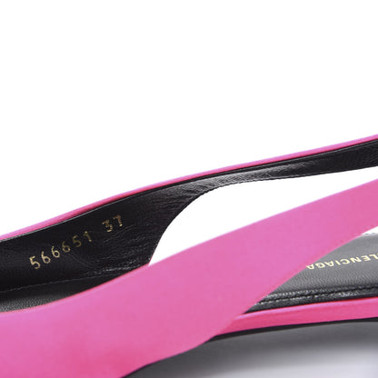 Balenciaga Satin BB Knife Pointy Toe Slingback Flats 37 Neon Pink 8 of 8